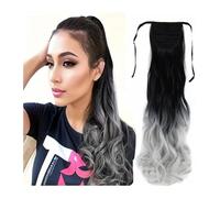 Ponytail Extension Around Ponytail Black Hairpiece For Women Fiber wig Long Wave Ponytail Extension Paste Heat Resistant Wavy Synthetic Wrap Ponytail Hair Extension(1bt613)