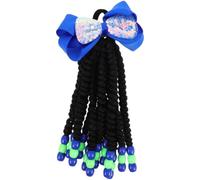 Ponytail Extension Beaded Bowknot, Blue Hairpiece | High Temperature Fiber, Stays in Place, No Braiding Needed, Reusable Decorative Style for Little