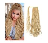 Ponytail Extension Blonde Hairpiece For Women 24Inch Long Curly Wavy Synthetic Ponytail Extension Warp Around Clip In Hair Extension Ponytail Hair Extension(Blonde)