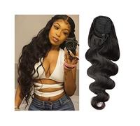 Ponytail Extension Body Wave Drawstring Ponytail Extension 10-30 Inch Wave Black Human Hair Ponytail Hairpiece Clip in Remy Human Hair Extension Ponytail Hair Extension(Size:12inch)