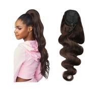 Ponytail Extension Body Wave Ponytail Extensions #2 Dark Brown Human Hair Drawstring Ponytails Hairpiece 10-26 inch Clip In Brazilian Virgin Hair Wavy Hair Extensions Real Hair Ponytail(20inches)