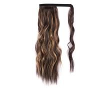 Ponytail Extension Body Wave Ponytail Hair Extension, Heat Resistant Synthetic Wrap Around Ponytail Extension Clip In Wave Curly Ponytail Hairpiece for Women Hair Extensions Ponytail (Color : 4H27)