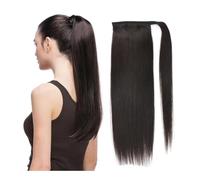Ponytail Extension Brazilian Ponytail Wrap Around Horsetail 100% Remy Straight Human Hair Ponytail With Clips(Black Straight,22inch 100g)