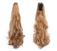 Ponytail Extension Claw Clip In Wavy Ponytail Extensions Synthetic Fiber Ponytail Hair Piece 22 Inch Long Wavy Curly Claw Clip Ponytail Extensions for Women Girls Ponytail Hair Extension(Color:SH88-27