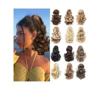 Ponytail Extension Claw Clip Ponytail Extension 10" Synthetic Hair Pieces for Women, Short Curly Wavy with Secure Attachment Daily use(4A-24)