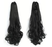 Ponytail Extension Claw Curly Wavy Clip in Hairpiece Ponytail Hair Extensions Long Pony Tail Synthetic for Women Daily Use ,1B 26 inch