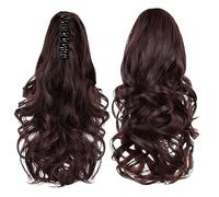 Ponytail Extension Claw, Mid Length Hair Extension Synthetic Long Tails for Women Girls (Brown Black)