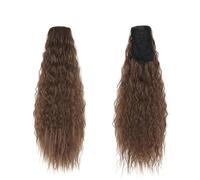 Ponytail Extension Corn Wavy Drawstring Ponytail 22 Inch Long Wave Curly Synthetic Hairpiece Clip in Hair Extensions Hair Extensions(8)