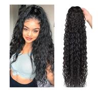 Ponytail Extension Deep Water Wave Drawstring Ponytail 100% Real Human Hair Extensions Brazilian Natural Hairpiece With Clip Ins Remy Pony Tail(10inches)