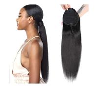 Ponytail Extension Drawstring Human Hair Extensions Unprocessed Natural Color 8-30" Straight Brazilian Hairpieces For Women Fake Hair Extension for Daily Use(10inches)