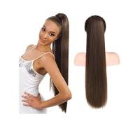 Ponytail Extension Drawstring Ponytail Clip In Hair Extensions #2 Dark Brown 10-26 Inch Long Straight Brazilian Virgin Hair Ponytail Human Hair Extensions Hairpiece for Daily Use(12inches)