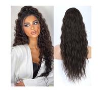 Ponytail Extension Drawstring Ponytail Hairpieces Synthetic Fake Horse Tail Black Blonde Long Curly Wavy Ponytail Hair Extension for Women Ponytail Hair Extension(Black Brown)