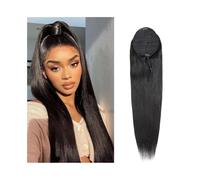 Ponytail Extension Drawstring Ponytails Extension for Women 10-26 Inches Long Straight Human Hair PonyTails Clip in Remy Piece Daily use(12inches)