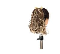 Ponytail Extension Extension Heat Resistant Ribbon Drawstring Wavy Ponytail Hair Synthetic Short Curly Ponytail Pieces Black Brown Wavy Ponytail Hair for Women Hair Extensions Ponytail(005)