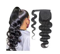 Ponytail Extension Extensions Wrap Around Ponytail with Magic Paste Brazilian Remy Human Hair Ponytail Clip In Hair Extensions 8-24 Inch Body Wave Ponytail Human Hair Hair Extensions Ponytail(16inch(1