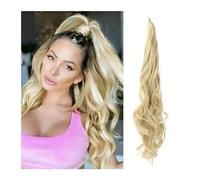 Ponytail Extension Flexible Winding Type Long Wavy Hair Magic Wand High Ponytail Fluffy Hair Extension Synthetic Wig 32-inch Ponytail Women Ponytail Hair Extension(P16 613)