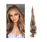 Ponytail Extension Flexible Wrap Around Ponytail 32 Inch Long Body Wave Natural Synthetic Hairpieces for Women Daily use(#8/25)