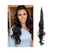 Ponytail Extension, Flexible Wrap Around Ponytail Long Wavy Curly Ponytail Hair Extensions Natural pony tail Synthetic Hairpiece for Women 32 Inch Hair Extension for Daily Use(#1B)
