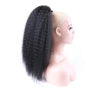 Ponytail Extension Hair High Puff Afro Hairpiece Fake Synthetic Drawstring Ponytail Elastic Hair Extension For Women Kinky Curly Ponytail Synthetic for Daily Use(Natural black,14inches)