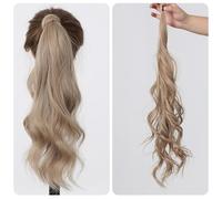 Ponytail Extension Hair Tail Hairpieces for Women Gray Blonde Synthetic Ponytail Long Wavy Flexible Wrap Around Ponytail Hair Extensions Daily Use Ponytail Hair Extension(NMW1027-12)