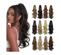 Ponytail Extension Hairpiece Synthetic 22inch Wavy Claw Clip On Ponytail Hair Extension Ponytail Extension Hair For Women Pony Tail Hair for Daily Use(Bruin)