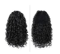 Ponytail Extension Human Hair, 14" Kinky Curly Ponytail for Women, Synthetic Afro Hairpiece(Black)