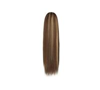Ponytail Extension Human Hair Chocolate Brown to Caramel Long Straight Drawstring One Piece Hairpiece for Women Hair Extension for Daily Use(26inch)