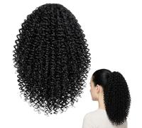 Ponytail Extension Human Hair, Human Hair Ponytail, Black Curly Ponytail Extension for Everyday Styling, Clip In Ponytail with Natural Look, for Various Occasions