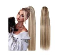 Ponytail Extension Human Hair Straight Ponytail Extensions #P8/613 Brazilian Remy Drawstring Piece for Women Daily use(20inches)