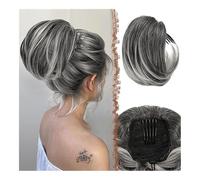 Ponytail Extension Human Hair, Wig Ponytail Women's Hair Comb Drawstring Short Fashion Braid(Floral white)