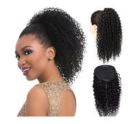 Ponytail Extension Kinky Curly Ponytail Brazilian Virgin Human Hair 10-28" Drawstring Ponytail Extension for Black Women Natural Black Curly Ponytail Hair Pieces Hair Extensions Ponytail (Color : Kin