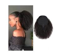 Ponytail Extension Kinky Curly Ponytail Hair Piece 10-24 Inch Human Hair Drawstring Ponytail Extension Afro Curly Brazilian Remy Hair Clip in Ponytail Extension for Daily Use(10inches(105g))
