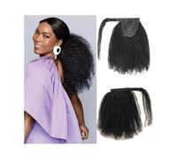 Ponytail Extension Kinky Curly Ponytail Human Hair Extensions for Black Women 8"-24" Afro Curly Wrap Around Ponytail Clip in Brazilian Remy Hair Ponytail Hairpieces Ponytail Hair Extension(14inch 90g)