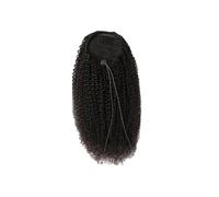 Ponytail Extension Kinky Curly Ponytail Remy Human Hair Drawstring for Women Natural Black Daily use(12inches)