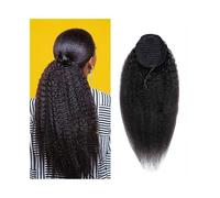 Ponytail Extension Kinky Straight Drawstring Ponytail for Black Women Natural Brazilian Human Hair Ponytail Hairpieces 10"-24" Remy Hair Clip in Ponytail Extension for Daily Use(18inch(105g)))