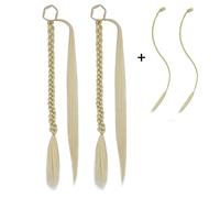 Ponytail Extension Long Braided Ponytail Extension with Hair Tie 26inch Yaki Hair Wrap Around Ponytail DIY 2Pcs Synthetic Soft Ponytail Hairpieces for Women Daily Use Hair Extensions Ponytail(Color:Pl