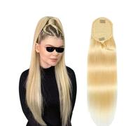 Ponytail Extension Long Real Human blond Afro Drawstring Straight Ponytail Hair Natural Black Pony Tails Hairpieces for Women(12inch)