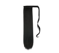 Ponytail Extension Long Smooth Overhead Pony Tail 32inches Synthetic Ponytail Hair Extension Clip in Fake Wig Hairpiece Wrap Around Pigtail for Daily Use(Black,32inches)