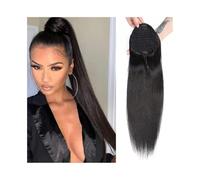 Ponytail Extension Long Straight Drawstring Ponytail 10-26inch Natural Color Human Hair Extension Clip in for Daily Party Use Fake Hair(14inches)
