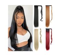 Ponytail Extension Long Straight Ponytail Extension 22/34 inch Wrap Around Ponytail Synthetic Hair Extensions Clip in Straight Ponytail Hairpiece for Women Hair Extensions Ponytail (Color : 60, Size