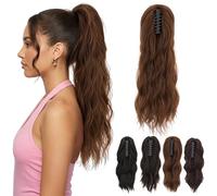 Ponytail Extension, MY-LADY Claw Clip in Ponytail Hair Extensions 20 Inch Loose Wavy Ponytail Natural Look Synthetic Hairpiece for Women,Light Auburn