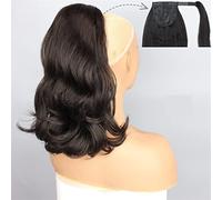Ponytail Extension Natural Black with 2 Plastic Comb Drawstring Ponytail Hair Extension Synthetic Tail Warping 18" Hairpiece Ponytail Hair Extension(Color:4-01)