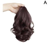 Ponytail Extension Natural Curly Hair Synthetic Hair Clip Ponytail Wig 35-40cm Long High Temperature Silk Short Hair Tie Ponytail Wig Accessory Ponytail Hair Extension(Dark brown)