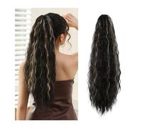 Ponytail Extension Natural Fluffy Pony Tail Synthetic Hairpiece for Women Silver Gray Blonde Ponytail Hair Extension Claw Clip 24inch Long Curly Ponytail Hair Extension(NMW1047-13)