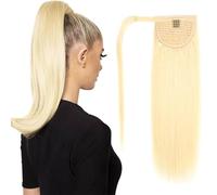 Ponytail Extension Natural Human Hair Ponytail Extensions #613 Brazilian Remy Wrap Pony Clip In Extension Ponytail Hairpiece(16inch70g)