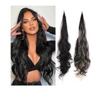 Ponytail Extension Natural Long Ponytail Hair Hairpieces 32inch Synthetic Wavy Extension Flexible Wrap Around Ponytail For Women Ponytail Hair Extension(Gris)