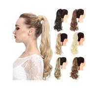 Ponytail Extension Natural Wavy Ponytail Hair Extension for Women Synthetic Long Heat Resistant Wrap Around Clip-in Ponytails Hairpieces Ponytail Hair Extension(Light Golden Brown)