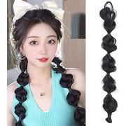 Ponytail Extension New Concubine Synthetic Bubble Twist Ponytail High Elastic Wig Woman Hair Side Natural Lantern Braid Hair Extensions Ponytail(Size:2 pcs,Color:#1_18INCHES)