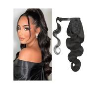 Ponytail Extension Ponytail Extension Real Human Hair 10-32 Inch Long Body Wave Wrap Around Indian Remy Pieces Fake Hair(14inches 75g)