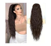 Ponytail Extension Ponytail Hair Extension 22inch Corn Wavy Long Synthetic wig Kinky Curly Thick Clip In Drawstring Ponytail Wrap On Hair accessory Ponytail Hair Extension(Color 6)